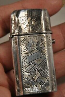 Pyrogene Ancien Argent Massif Antique Vesta Case Solid Silver Belgium XVIII