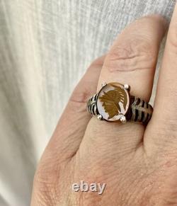 RARE INTAILLE Pierre Dure ANCIENNES BAGUE En Argent Massif, CENTURION ROMAIN