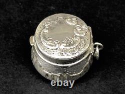 RARE jolie ancienne petite BOITE VINAIGRETTE PENDENTIF XIXe ARGENT MASSIF parfum