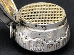 RARE jolie ancienne petite BOITE VINAIGRETTE PENDENTIF XIXe ARGENT MASSIF parfum