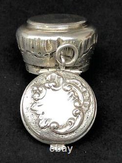 RARE jolie ancienne petite BOITE VINAIGRETTE PENDENTIF XIXe ARGENT MASSIF parfum