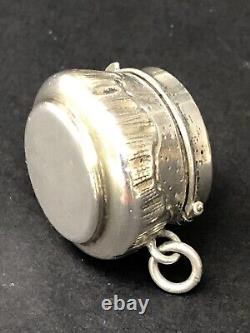 RARE jolie ancienne petite BOITE VINAIGRETTE PENDENTIF XIXe ARGENT MASSIF parfum