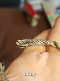 Rare 1910 Ancien Bracelet Serpent Argent Massif 916 Plata Vintage Snake K THAMAR