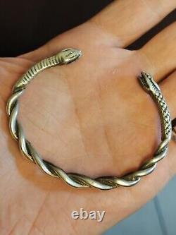Rare 1910 Ancien Bracelet Serpent Argent Massif 916 Plata Vintage Snake K THAMAR