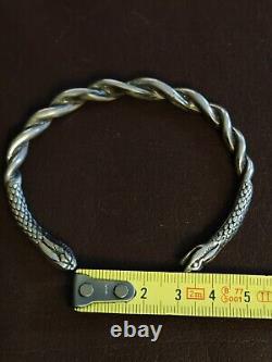 Rare 1910 Ancien Bracelet Serpent Argent Massif 916 Plata Vintage Snake K THAMAR