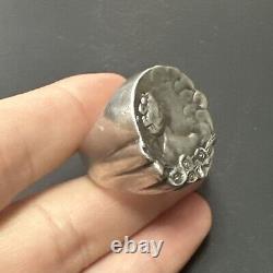 Rare Ancienne Bague En Argent Massif Jonc Alliance Anneaux Créateur art nouveau