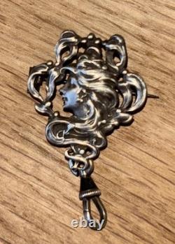 Rare Ancienne Châtelaine Porte Montre Argent Massif Art Nouveau