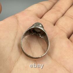 Rare ancienne bague en argent massif agate islamique sulaimani