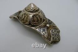 Rare boucle de ceinture ancienne en argent massif russe datée 1879