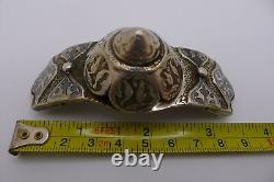 Rare boucle de ceinture ancienne en argent massif russe datée 1879