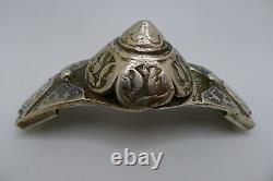 Rare boucle de ceinture ancienne en argent massif russe datée 1879
