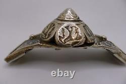 Rare boucle de ceinture ancienne en argent massif russe datée 1879