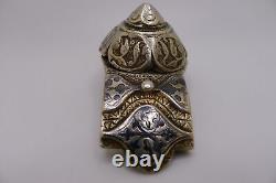 Rare boucle de ceinture ancienne en argent massif russe datée 1879