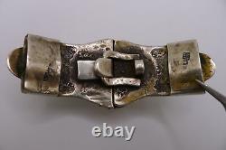 Rare boucle de ceinture ancienne en argent massif russe datée 1879