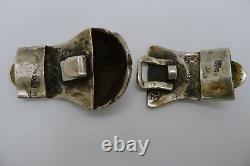 Rare boucle de ceinture ancienne en argent massif russe datée 1879