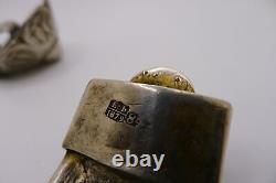 Rare boucle de ceinture ancienne en argent massif russe datée 1879