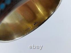 Rond de serviette russe ancien argent massif 84 émaux cloisonnés Russian silver