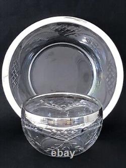 SUBLIME ancienne COUPE A CAVIAR RINCE DOIGTS en CRISTAL ARGENT MASSIF poinçons