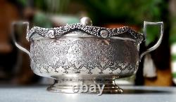 SUCRIER ancien ARGENT massif PERSE artisanat IRAN Isfahan ou Qajar Poinçon 84