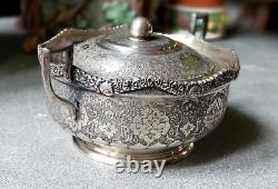 SUCRIER ancien ARGENT massif PERSE artisanat IRAN Isfahan ou Qajar Poinçon 84