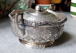 SUCRIER ancien ARGENT massif PERSE artisanat IRAN Isfahan ou Qajar Poinçon 84