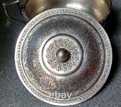 SUCRIER ancien ARGENT massif PERSE artisanat IRAN Isfahan ou Qajar Poinçon 84
