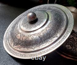 SUCRIER ancien ARGENT massif PERSE artisanat IRAN Isfahan ou Qajar Poinçon 84