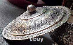 SUCRIER ancien ARGENT massif PERSE artisanat IRAN Isfahan ou Qajar Poinçon 84