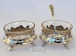 SUPERBE ancienne PAIRE DE SALERONS en ARGENT MASSIF ART NOUVEAU CHARLES MURAT