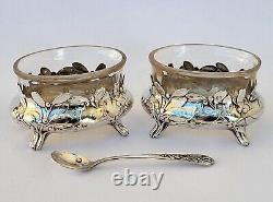 SUPERBE ancienne PAIRE DE SALERONS en ARGENT MASSIF ART NOUVEAU CHARLES MURAT