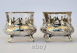 SUPERBE ancienne PAIRE DE SALERONS en ARGENT MASSIF ART NOUVEAU CHARLES MURAT