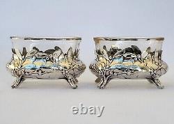 SUPERBE ancienne PAIRE DE SALERONS en ARGENT MASSIF ART NOUVEAU CHARLES MURAT