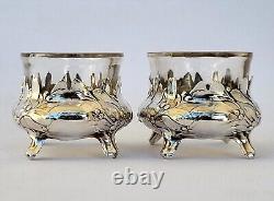 SUPERBE ancienne PAIRE DE SALERONS en ARGENT MASSIF ART NOUVEAU CHARLES MURAT