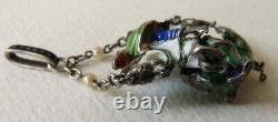 Saint Georges et Dragon Pendentif argent massif + émail bijou ancien enamel