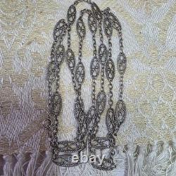 Sautoir Ancien Argent Massif Poinçon Sanglier Maille Napoléon Iii 90 Cm