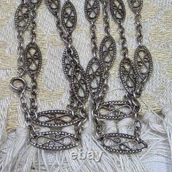 Sautoir Ancien Argent Massif Poinçon Sanglier Maille Napoléon Iii 90 Cm