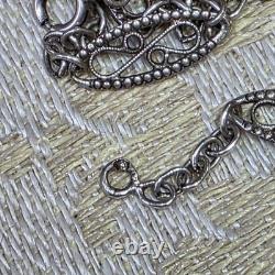 Sautoir Ancien Argent Massif Poinçon Sanglier Maille Napoléon Iii 90 Cm
