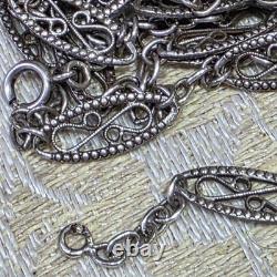 Sautoir Ancien Argent Massif Poinçon Sanglier Maille Napoléon Iii 90 Cm