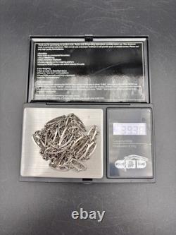 Sautoir collier bijoux chaine ancien argent Massif Filigrane 146 Cm 1M46 40 Gr