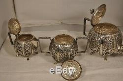 Service The Ancien Argent Massif Antique Solid Silver Tea Set Chinese Ottoman