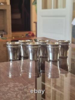 Service de 6 verres à liqueur anciens en argent massif Minerve