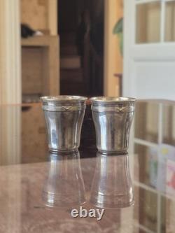 Service de 6 verres à liqueur anciens en argent massif Minerve