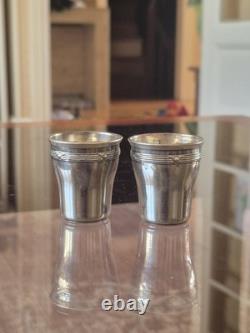 Service de 6 verres à liqueur anciens en argent massif Minerve