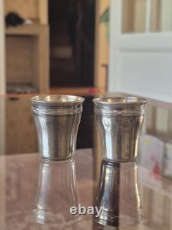 Service de 6 verres à liqueur anciens en argent massif Minerve