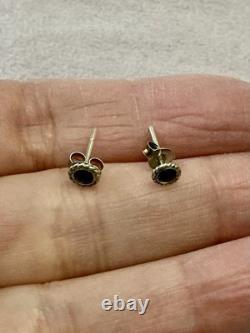 Solitaires Saphir Véritable Anciennes Boucles D'oreilles Argent Massif