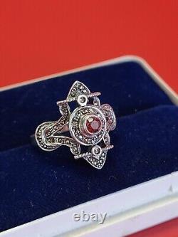 Splendide ancienne bague Argent massif K&L pierre rouge clair à définir