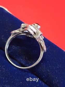 Splendide ancienne bague Argent massif K&L pierre rouge clair à définir