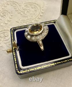 Sublime Ancienne Bague Citrine, Perle Fine Et Argent Massif Sublime Ancienne Bague Citrine, Perle Fine Et Argent Massif