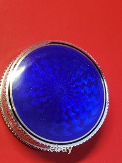 Superbe Ancienne boîte pilulier en argent massif Émaillée Vermeil