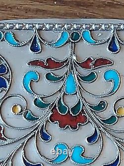 Superbe Boite Cloisonnée Émaillée Russe En Argent Pur ancienne